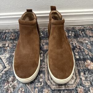 Soft Ankle Sneaker Womens 9.5 Brown Britton 2 Round Toe Casual Comfort Leather